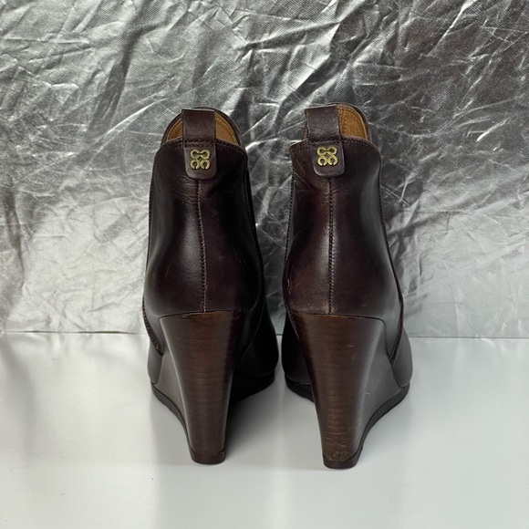 Preloved Coach Leather Ankle High Wedge Heels Shoes Size 6 - Picture 6 of 13